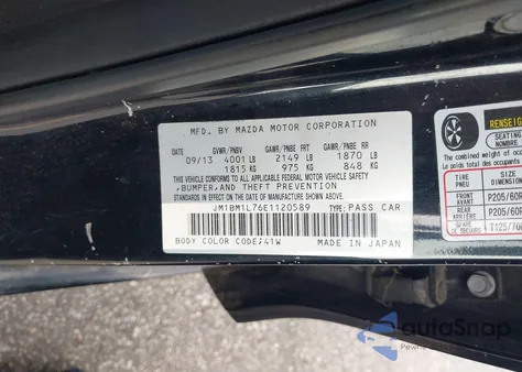 2014 Mazda 3 Touring from USA, damaged, VIN JM1BM1L76E1120589